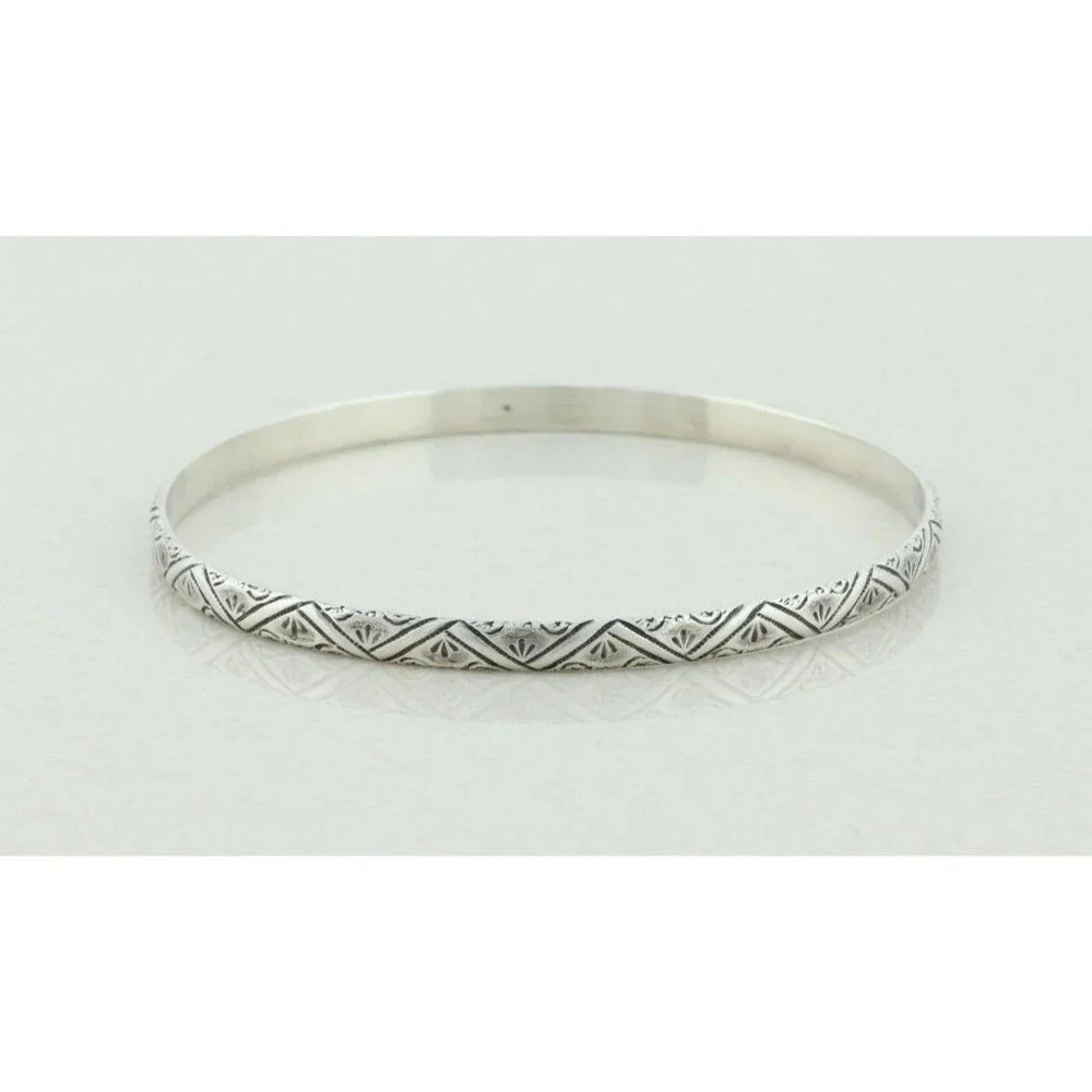 Sterling Silver Bangle Bracelet 8" inch Round 2 5/8" inch Diameter